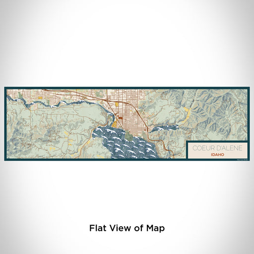 Flat View of Map Custom Coeur d'Alene Idaho Map Enamel Mug in Woodblock