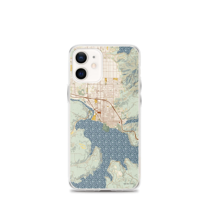 Custom iPhone 12 mini Coeur d'Alene Idaho Map Phone Case in Woodblock