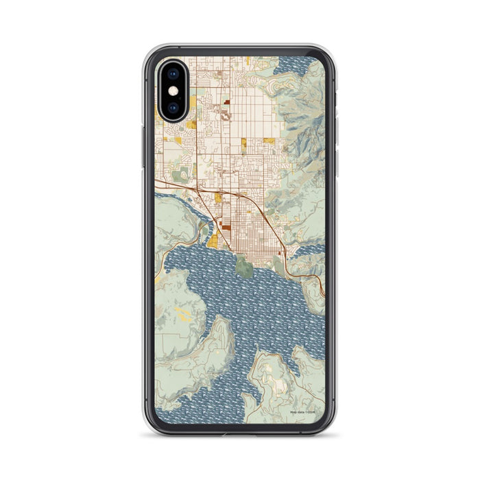 Custom iPhone XS Max Coeur d'Alene Idaho Map Phone Case in Woodblock