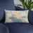 Custom Coeur d'Alene Idaho Map Throw Pillow in Woodblock on Blue Colored Chair