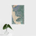 16x24 Cold Spring New York Map Print Portrait Orientation in Afternoon Style With Tropical Plant Leaves in Water