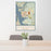 24x36 Cold Spring New York Map Print Portrait Orientation in Woodblock Style Behind 2 Chairs Table and Potted Plant