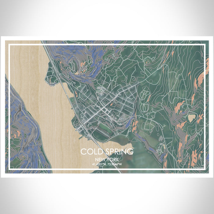 Cold Spring New York Map Print Landscape Orientation in Afternoon Style With Shaded Background