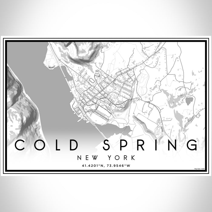 Cold Spring New York Map Print Landscape Orientation in Classic Style With Shaded Background