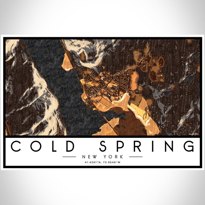 Cold Spring New York Map Print Landscape Orientation in Ember Style With Shaded Background