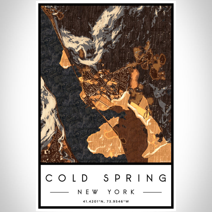 Cold Spring New York Map Print Portrait Orientation in Ember Style With Shaded Background