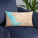 Custom Cold Spring New York Map Throw Pillow in Watercolor on Blue Colored Chair