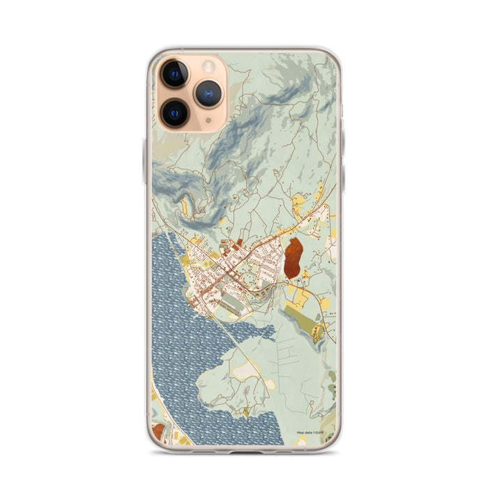 Custom iPhone 11 Pro Max Cold Spring New York Map Phone Case in Woodblock