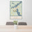 24x36 Coleraine Minnesota Map Print Portrait Orientation in Woodblock Style Behind 2 Chairs Table and Potted Plant