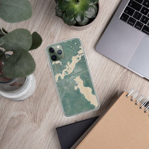 Custom Coleraine Minnesota Map Phone Case in Afternoon on Table with Laptop and Plant