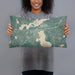 Person holding 20x12 Custom Coleraine Minnesota Map Throw Pillow in Afternoon