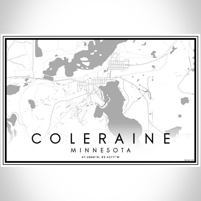 Coleraine Minnesota Map Print Landscape Orientation in Classic Style With Shaded Background
