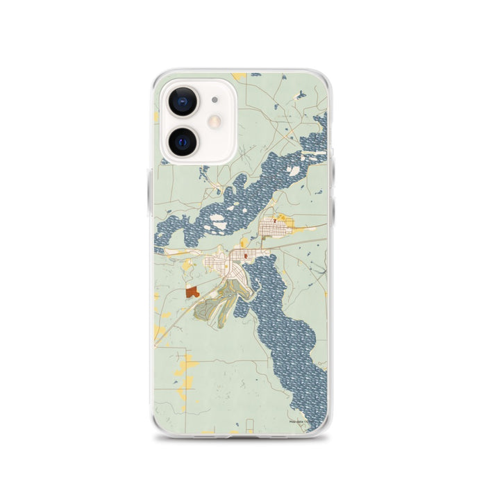 Custom iPhone 12 Coleraine Minnesota Map Phone Case in Woodblock