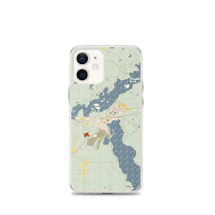 Custom iPhone 12 mini Coleraine Minnesota Map Phone Case in Woodblock