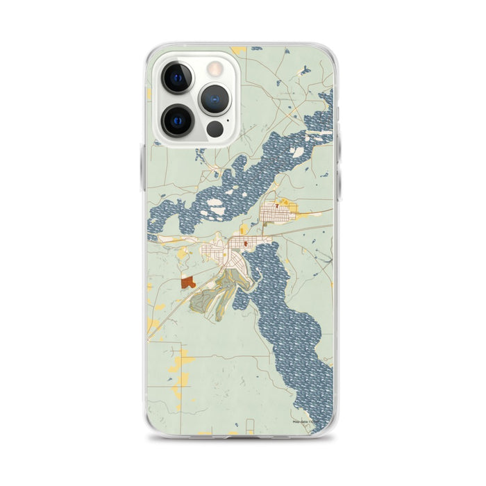 Custom iPhone 12 Pro Max Coleraine Minnesota Map Phone Case in Woodblock