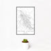 12x18 College Station Texas Map Print Portrait Orientation in Classic Style With Small Cactus Plant in White Planter