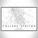College Station Texas Map Print Landscape Orientation in Classic Style With Shaded Background