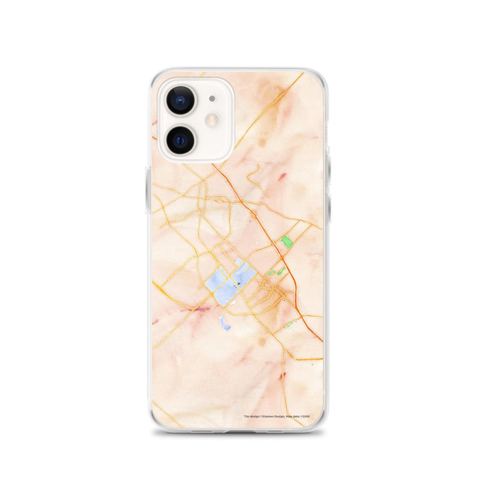 Custom College Station Texas Map iPhone 12 Phone Case in Watercolor