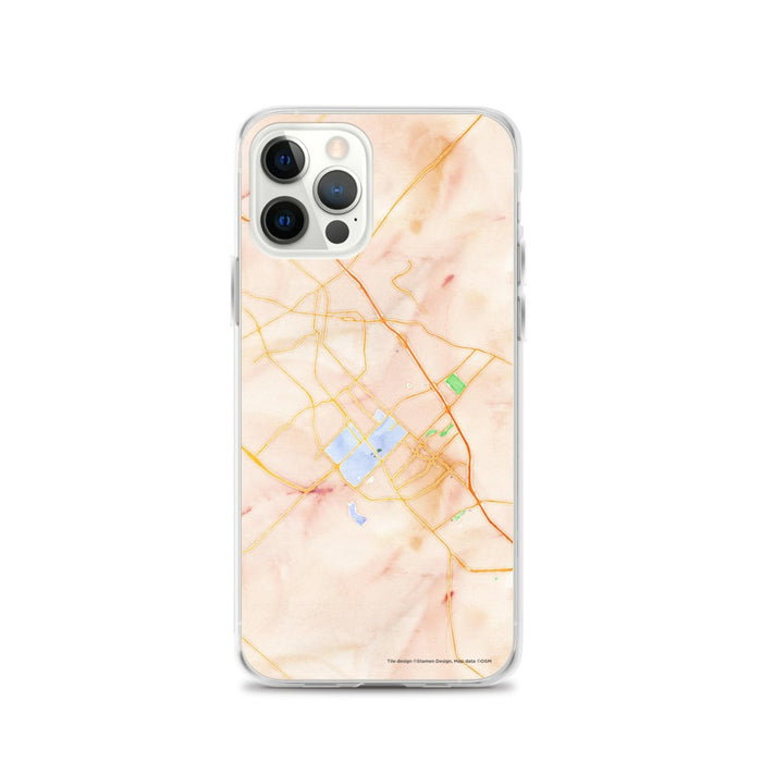 Custom College Station Texas Map iPhone 12 Pro Phone Case in Watercolor