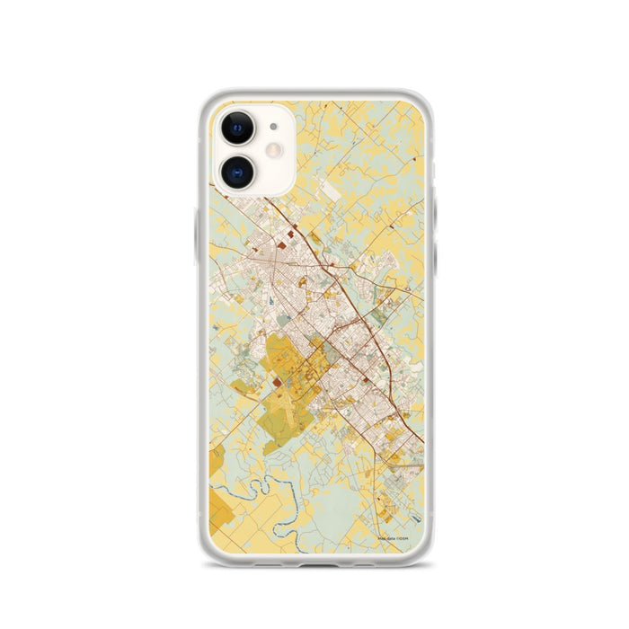 Custom College Station Texas Map Phone Case in Woodblock