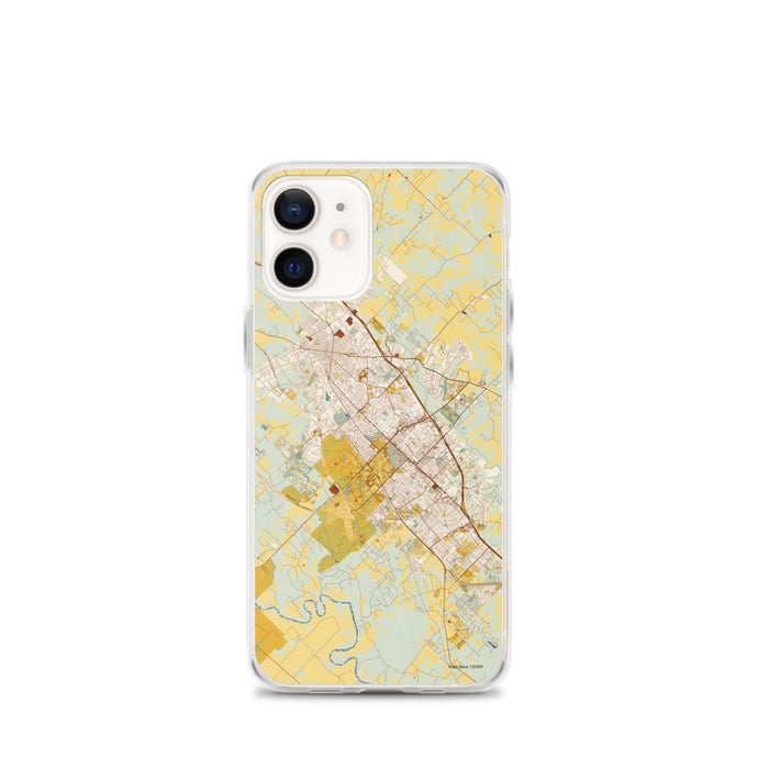 Custom College Station Texas Map iPhone 12 mini Phone Case in Woodblock