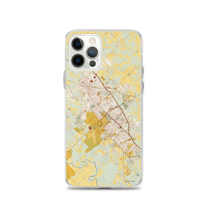 Custom College Station Texas Map iPhone 12 Pro Phone Case in Woodblock