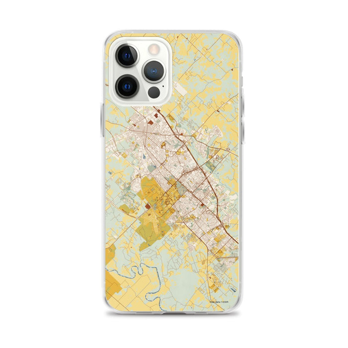 Custom College Station Texas Map iPhone 12 Pro Max Phone Case in Woodblock