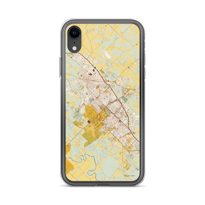 Custom College Station Texas Map Phone Case in Woodblock