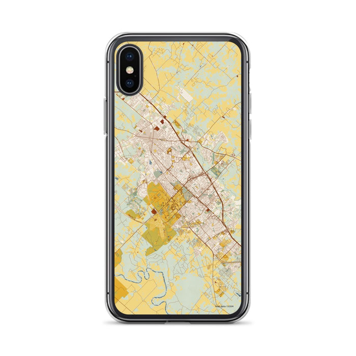 Custom College Station Texas Map Phone Case in Woodblock