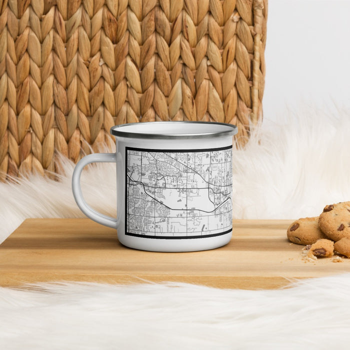 Left View Custom Collierville Tennessee Map Enamel Mug in Classic on Table Top