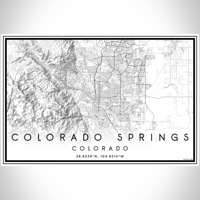 Colorado Springs Colorado Map Print Landscape Orientation in Classic Style With Shaded Background