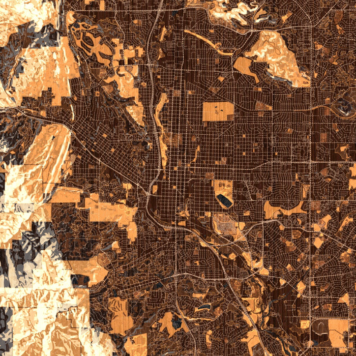 Colorado Springs Colorado Map Print in Ember Style Zoomed In Close Up Showing Details