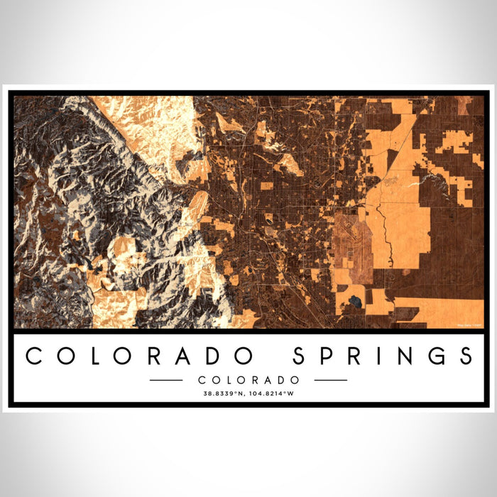 Colorado Springs Colorado Map Print Landscape Orientation in Ember Style With Shaded Background