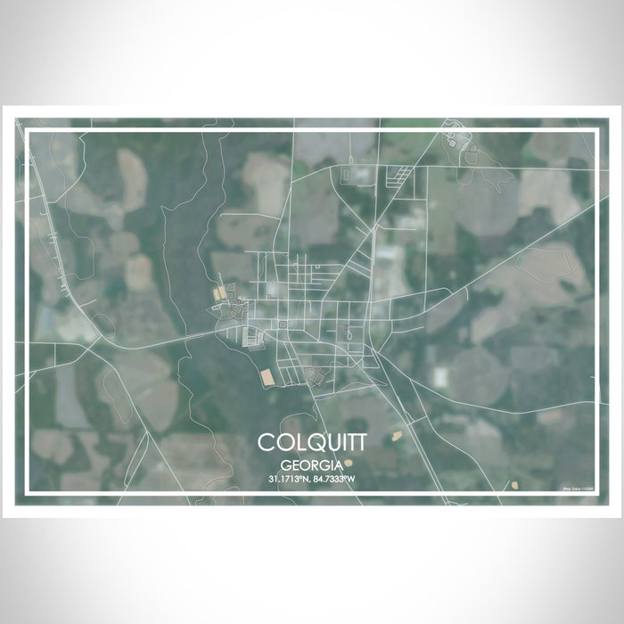 Colquitt Georgia Map Print Landscape Orientation in Afternoon Style With Shaded Background