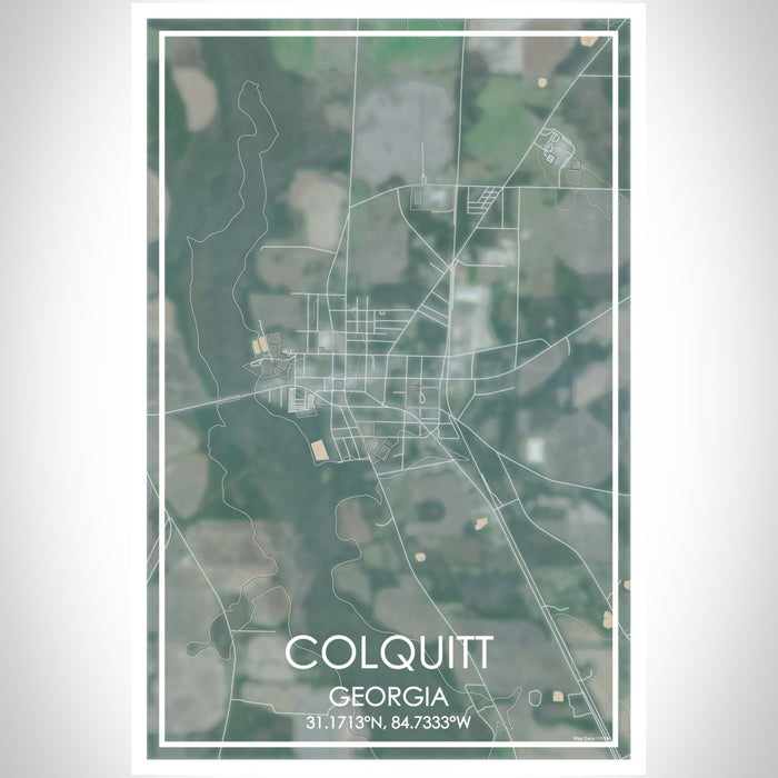 Colquitt Georgia Map Print Portrait Orientation in Afternoon Style With Shaded Background