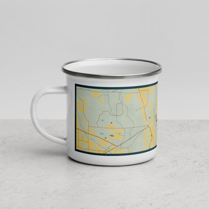 Left View Custom Colquitt Georgia Map Enamel Mug in Woodblock