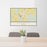 24x36 Colquitt Georgia Map Print Landscape Orientation in Woodblock Style Behind 2 Chairs Table and Potted Plant