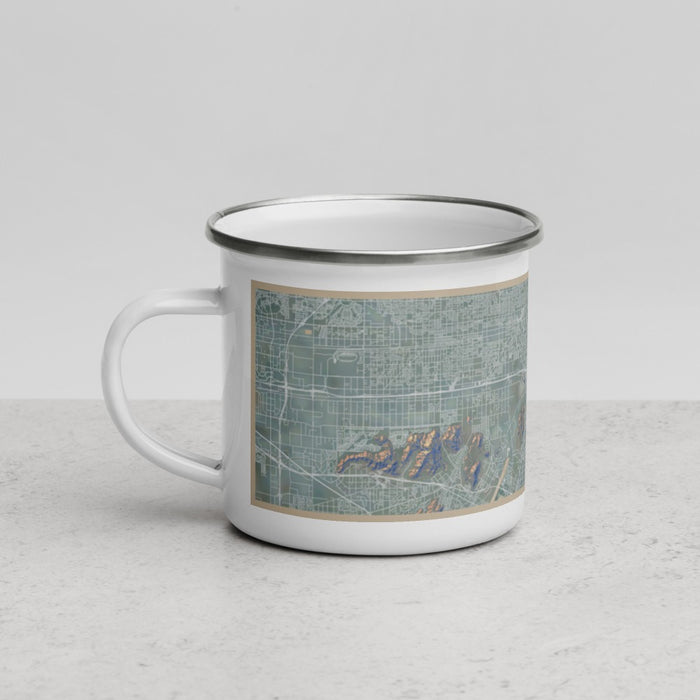 Left View Custom Colton California Map Enamel Mug in Afternoon
