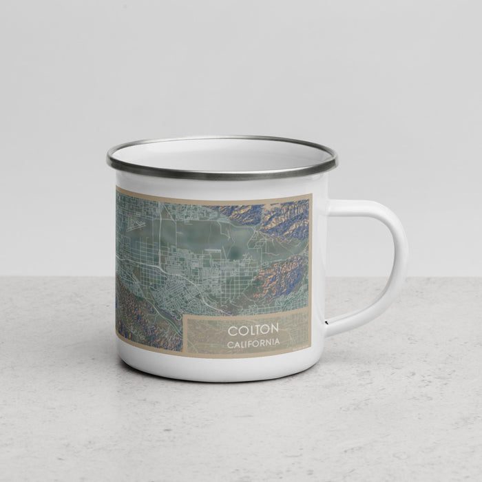 Right View Custom Colton California Map Enamel Mug in Afternoon