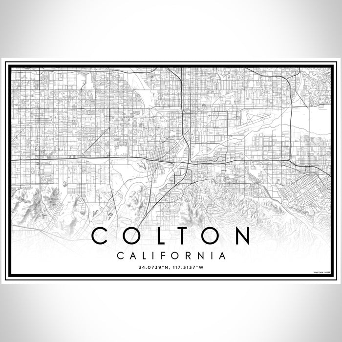 Colton California Map Print Landscape Orientation in Classic Style With Shaded Background