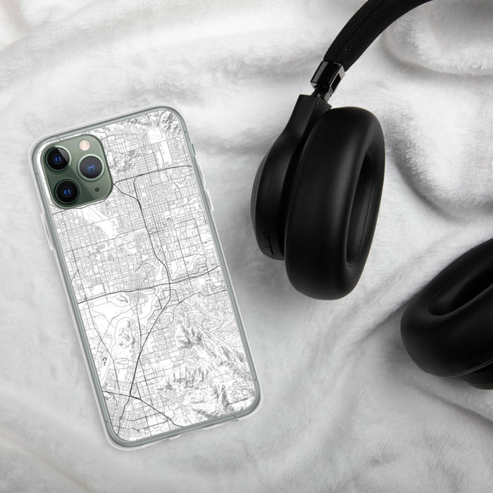 Custom Colton California Map Phone Case in Classic on Table with Black Headphones