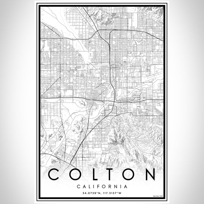Colton California Map Print Portrait Orientation in Classic Style With Shaded Background