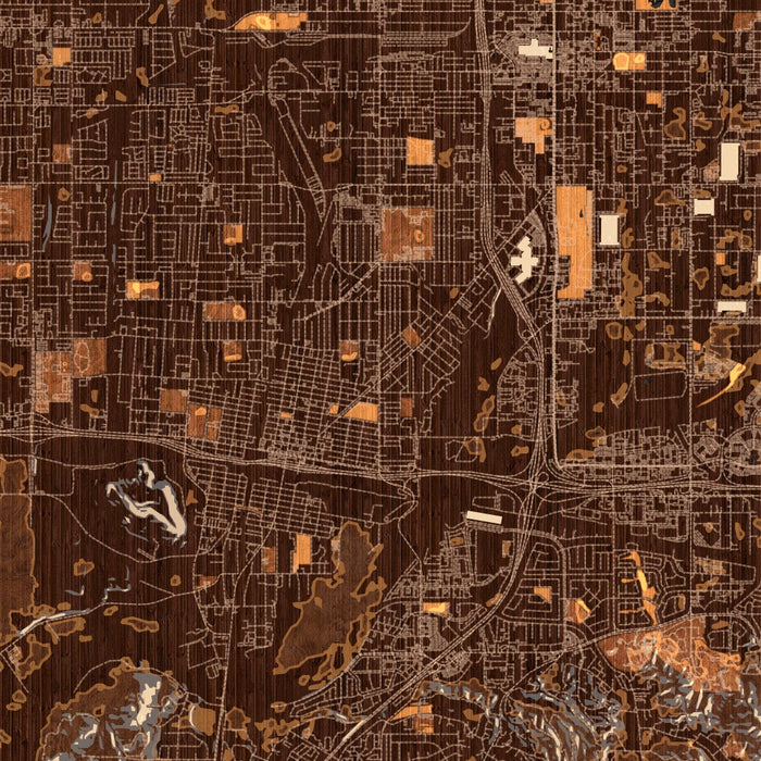Colton California Map Print in Ember Style Zoomed In Close Up Showing Details