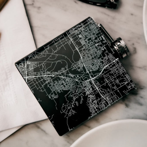 Colton California Custom Engraved City Map Inscription Coordinates on 6oz Stainless Steel Flask in Black