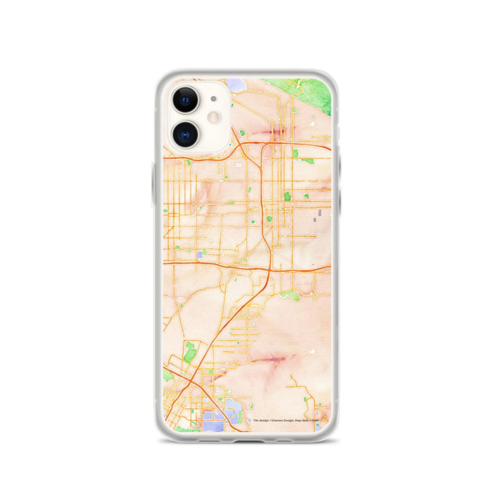 Custom iPhone 11 Colton California Map Phone Case in Watercolor