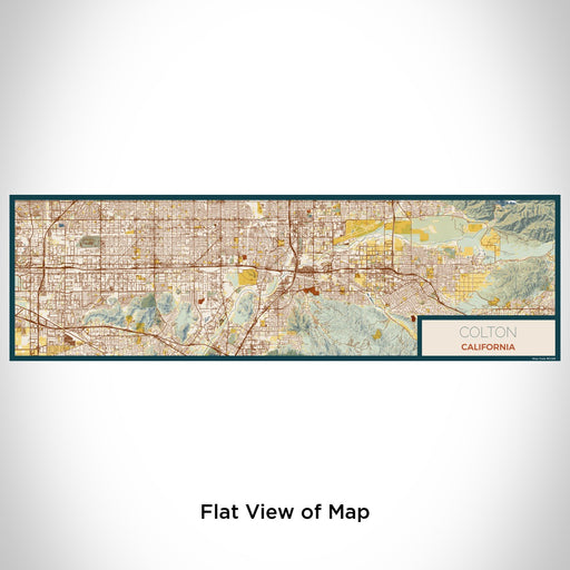 Flat View of Map Custom Colton California Map Enamel Mug in Woodblock