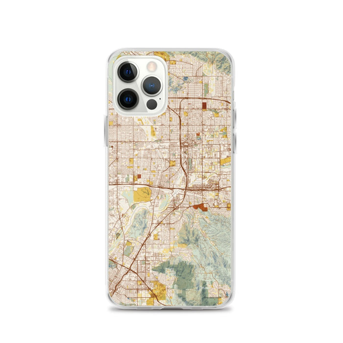 Custom iPhone 12 Pro Colton California Map Phone Case in Woodblock
