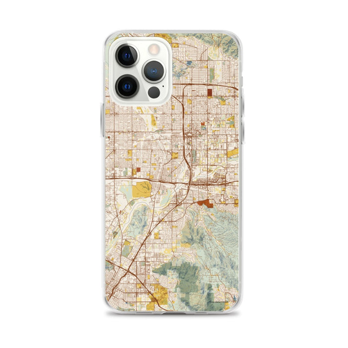 Custom iPhone 12 Pro Max Colton California Map Phone Case in Woodblock