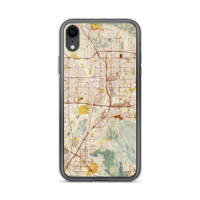 Custom iPhone XR Colton California Map Phone Case in Woodblock