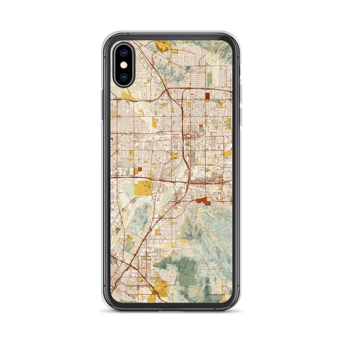 Custom iPhone XS Max Colton California Map Phone Case in Woodblock